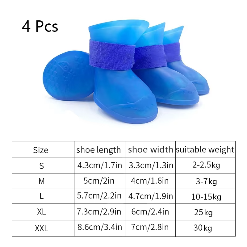4 Stuks Waterdichte Hondenschoenen Antislip Rubberen Schoenen voor Kleine Grote Honden Katten