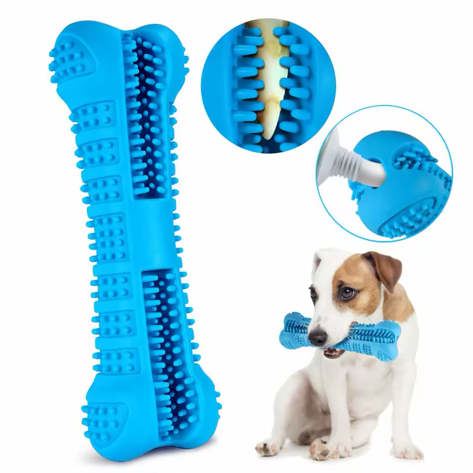 Hundezahnbürsten-Stick 360° Gummi-Kauspielzeug Zahnreinigung kleine Hunde