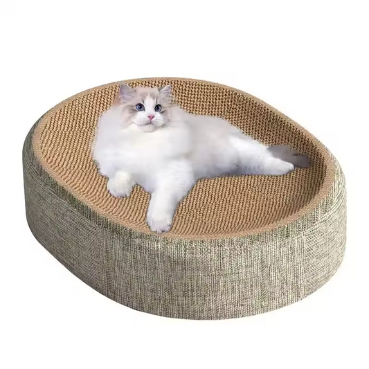 2-in-1 Katzenkratzbett Sisal Ovales Katzenkörbchen Krallenwetzer Möbelschutz