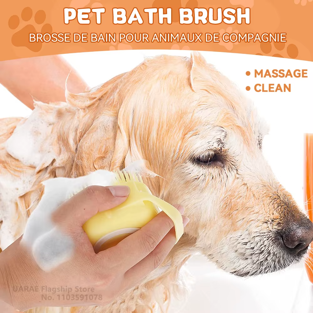 Haustier-Badehandschuh Hund und Katze Silikonbürste Pflege-Massagereinigungswerkzeug