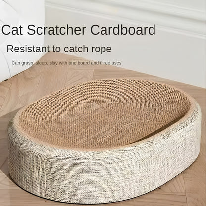 2-in-1 Katzenkratzbett Sisal Ovales Katzenkörbchen Krallenwetzer Möbelschutz