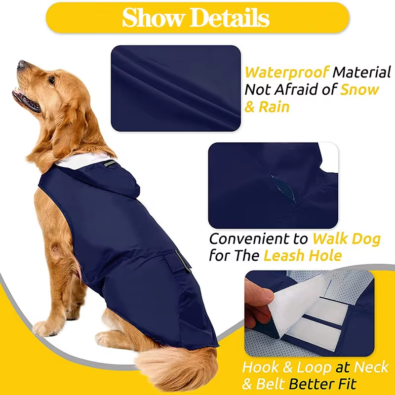 Waterdichte Hondenregenjas Reflecterende Capuchon Jas Regenponcho Alle Maten Honden