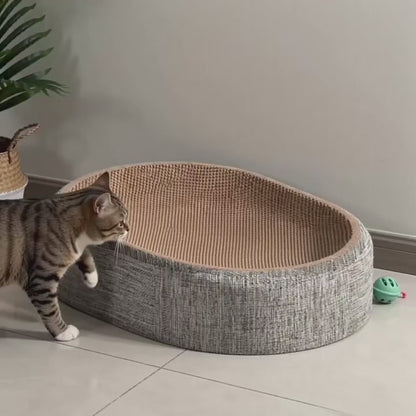 2-in-1 Katzenkratzbett Sisal Ovales Katzenkörbchen Krallenwetzer Möbelschutz