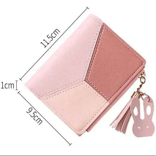 Short patchwork wallet with zip closure and compact design size 11.5 × 9.5 × 1 cm